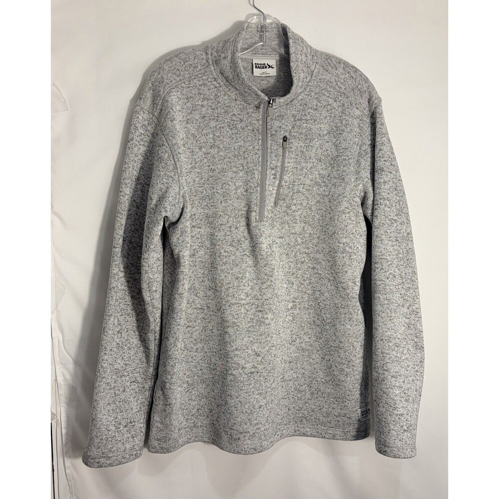 Eddie Bauer Men's Pullover Top Long Sleeve 1/4 Zip Light Gray Heather Size Large